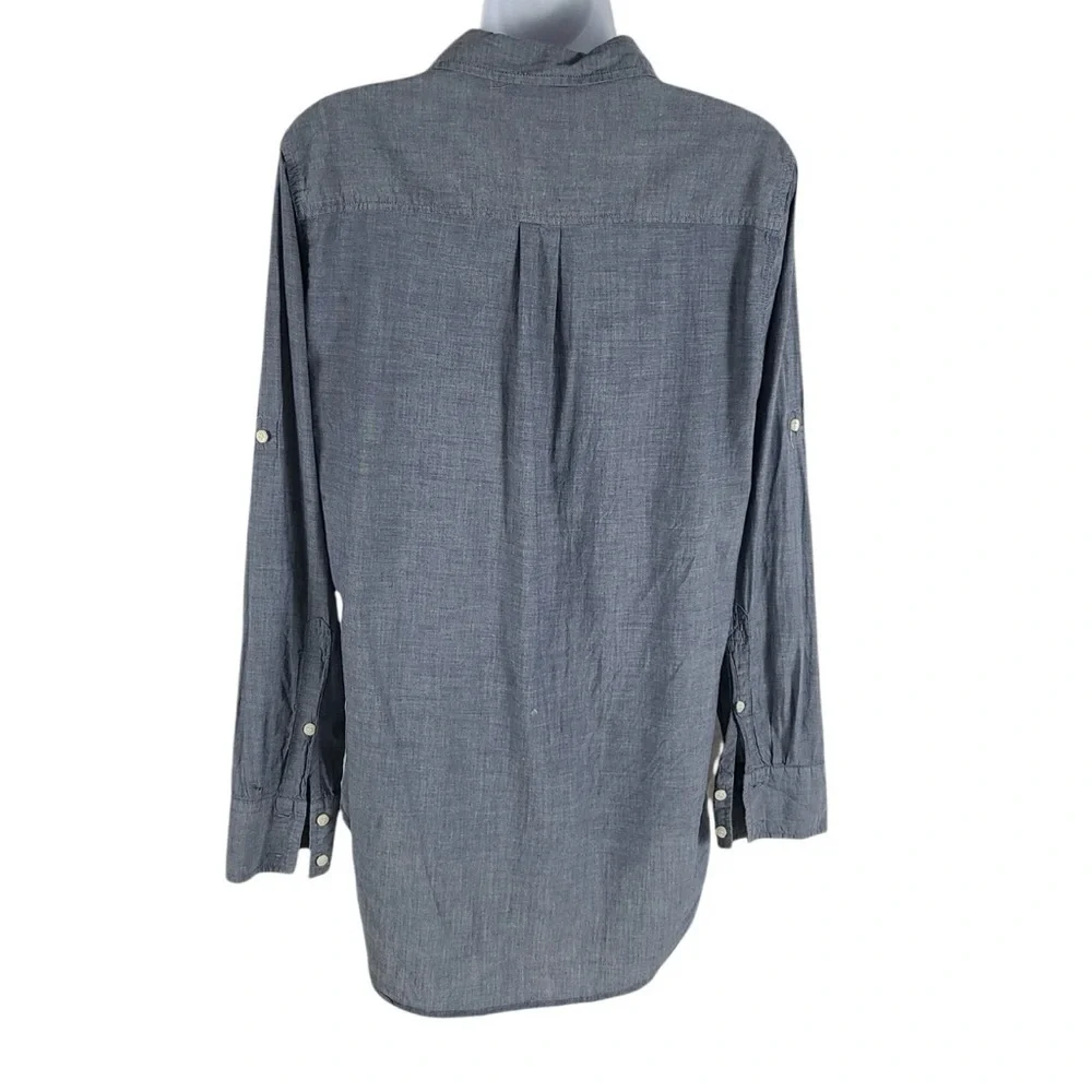 J. Crew Chambray Button-Down Tunic Blouse size M